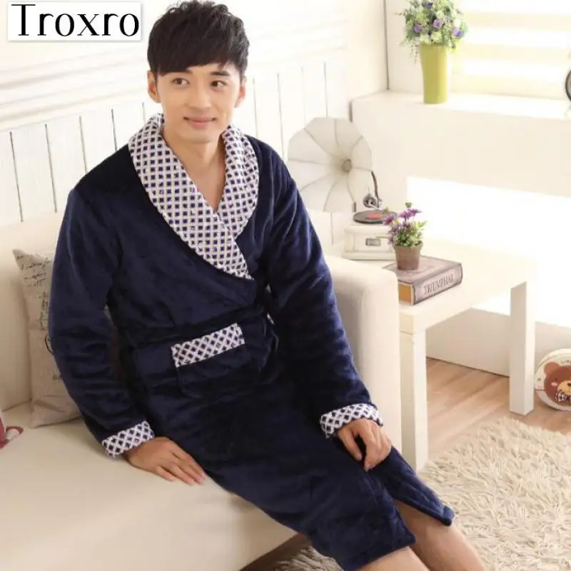 Bathrobe Men Long Sleeves Robe Regular Sleeve Bathrobes Man Cotton