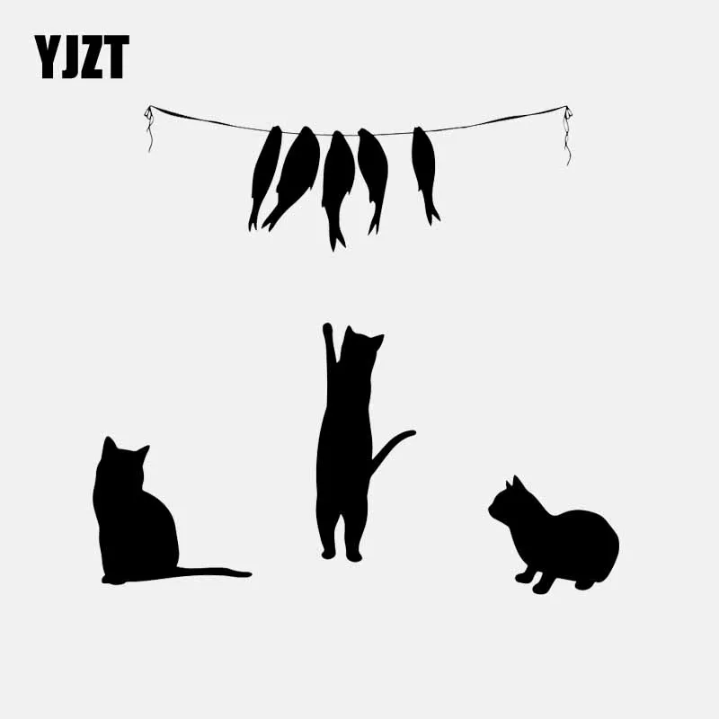 YJZT 15 9 см * 14 8 игривые кошки котята рыба домашние животные автомобильная наклейка