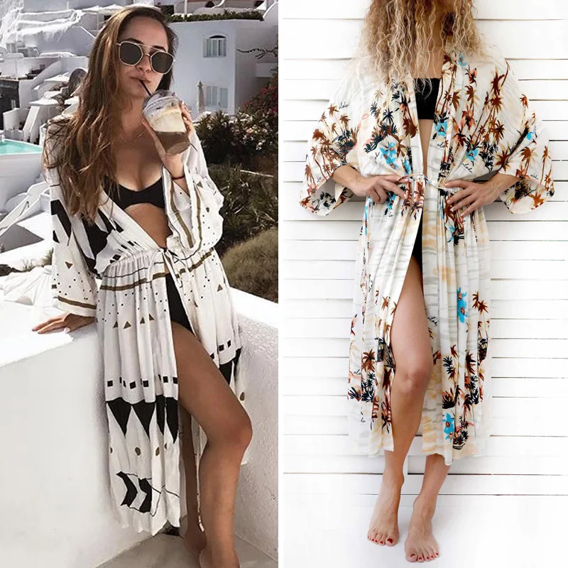 

Ariel Sarah Bikini Covers-Up Beach Coat Swimsuit Cover-Ups Lace Beachwear Sun Protection Clothes Floral Bikini Cover-up