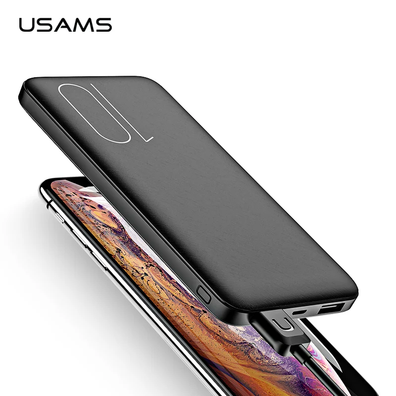 USAMS внешний аккумулятор 10000 мАч с двумя usb портами для быстрой зарядки портативная