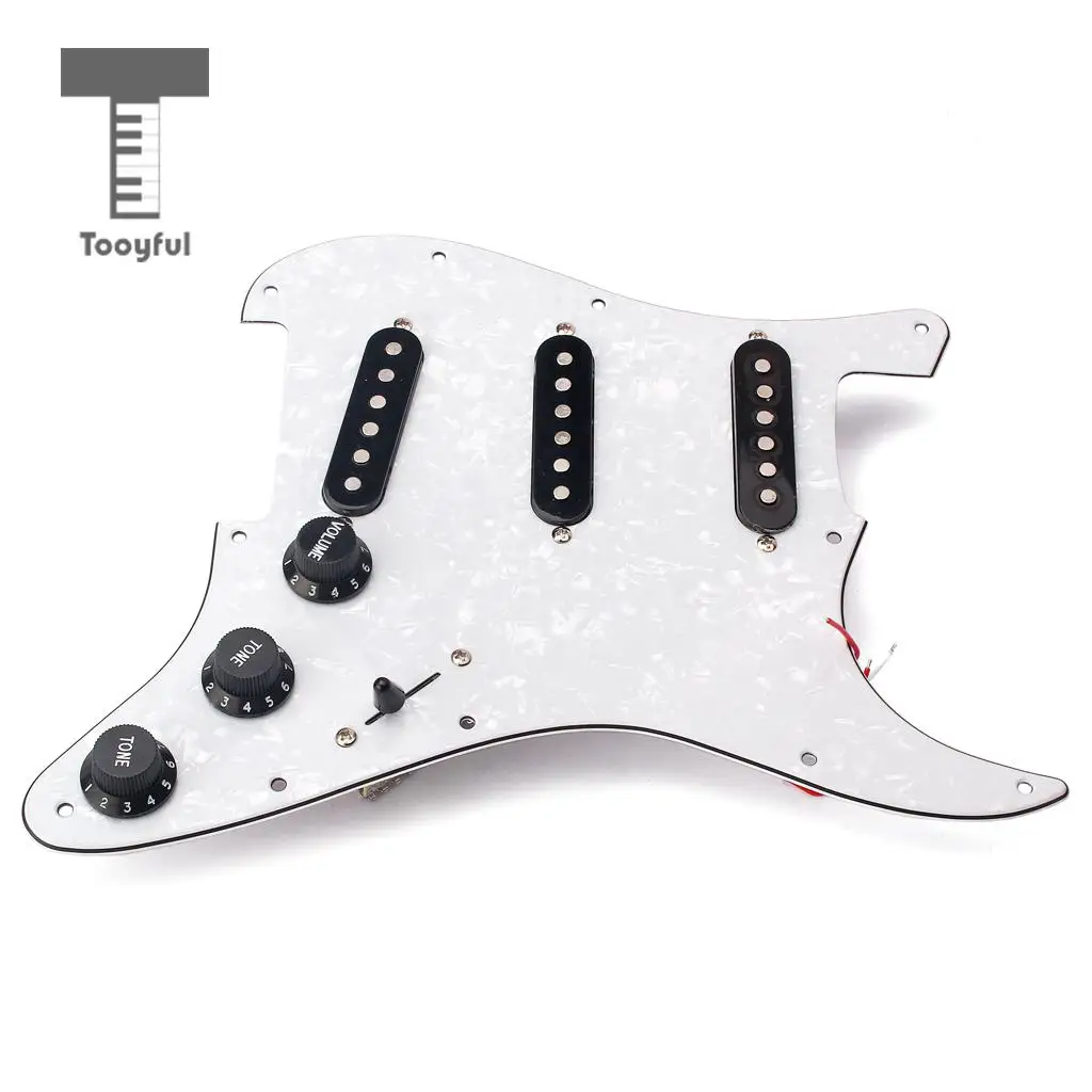 Tooyful 3-ply SSS Prewired Pickups Pickguard Scratch Plate with Screws Set for Strat ST Guitar Replacement Parts