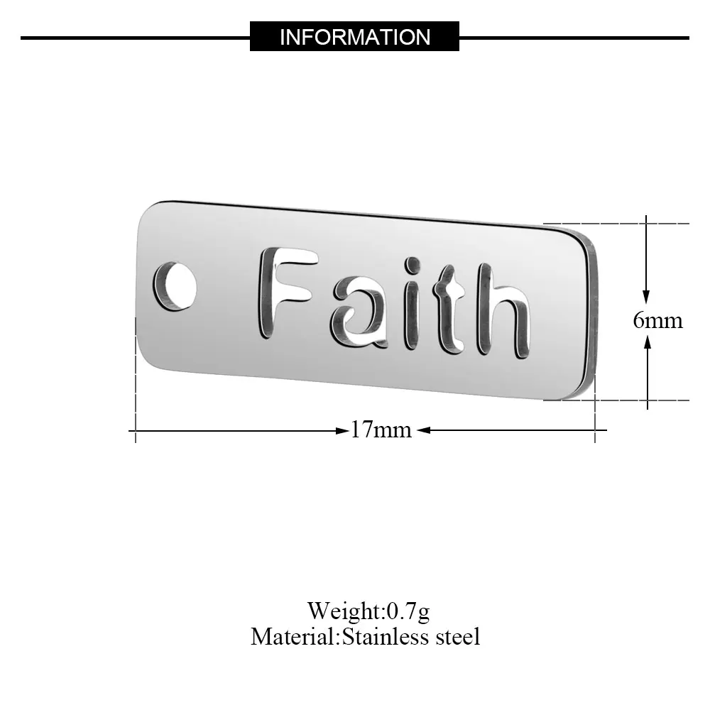 10 шт./лот нержавеющая сталь энергетические слова, шармы VNISTAR полированные Любовь Вера надеюсь тег Счастливый DIY Ювелирные изделия найти поставки