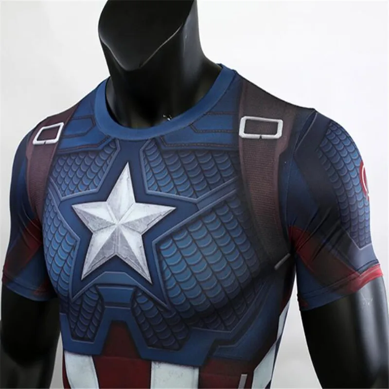 

US Captain Cosplay Clothes Avengers 4 Surrounding 2019 Slim-type COS With The Fish Scales Suit Marvel Thin Short-sleeved T-shirt