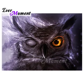 

Ever Moment Diamond Painting Purple Owl One Eye Full Square Drill Handmade 5D DIY Mosaic Diamond Embroidery Decoration 3F1755