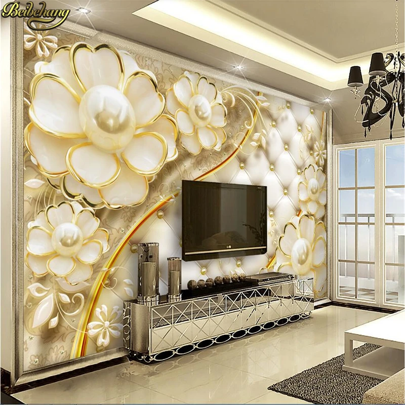 

beibehang custom Luxury jewelry Mural Wallpaper for Living Room Sofa Television Background Home Decor 3D wall papers home decor