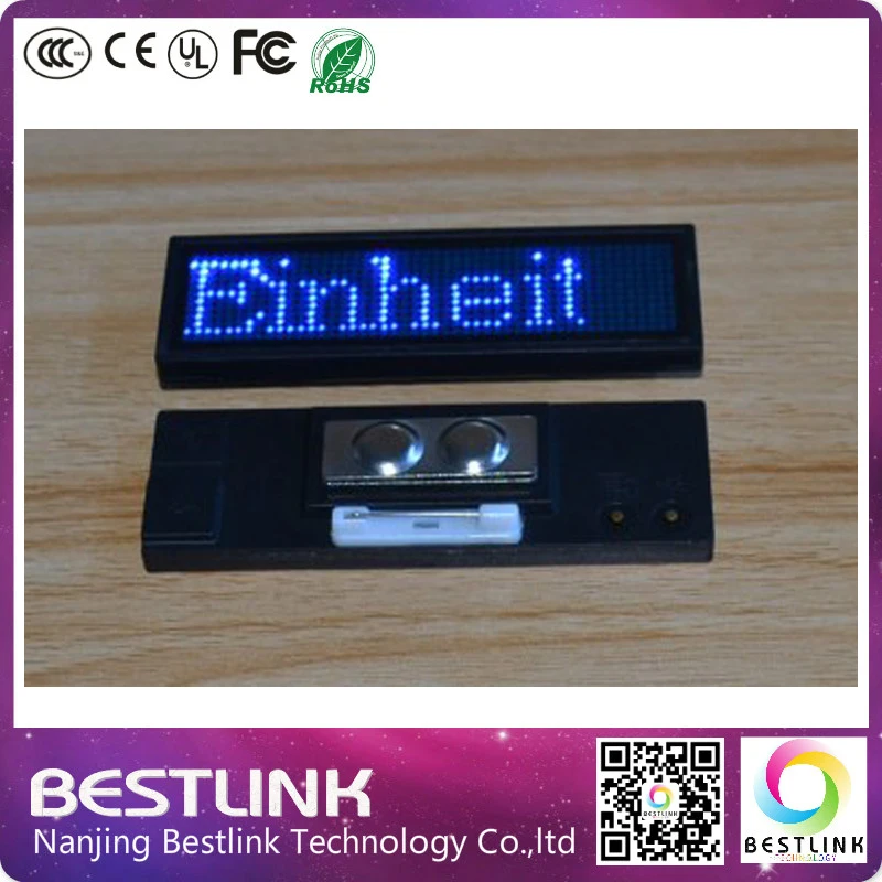 10pcs a lot led scrolling rechargeable blue color led name badge B1248