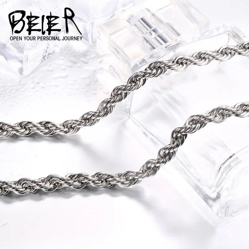 Beier-collar de acero inoxidable para hombre y niño, cadena giratoria de 2,5/3/4mm, BN1007