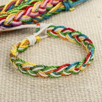 

ABL108(120), Thick Brazilian Nepal Rainbow Colorful Woven Braided Rope String Strand Friendship Hippie Bracelets