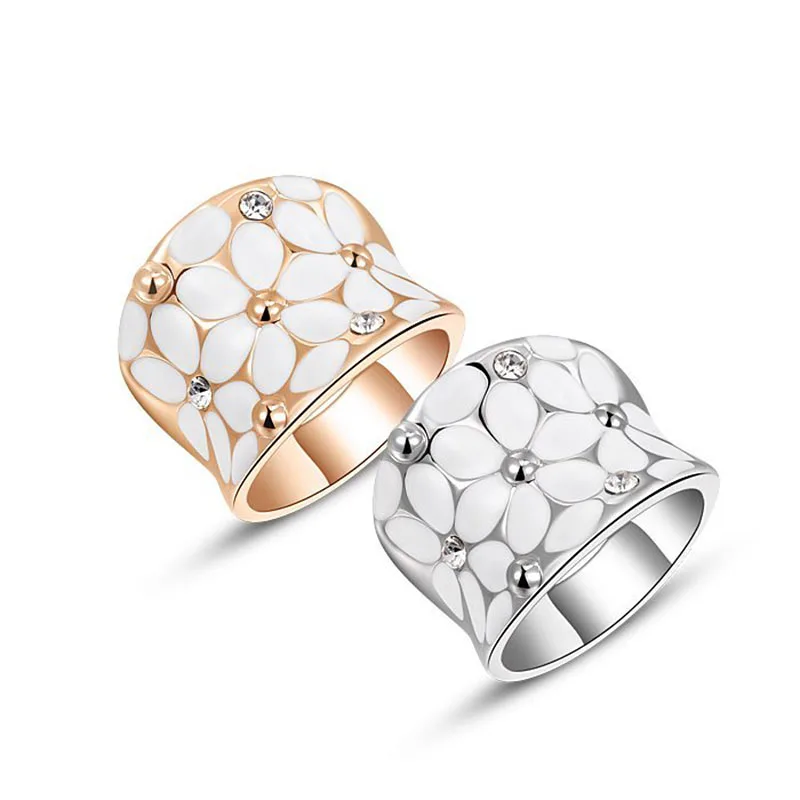 

Canner Cubic Zirconia Snow Flower Rings Rose Gold Silver Color Classic Women Girl Party Birthday Gift Jewelry Wedding Ring C3
