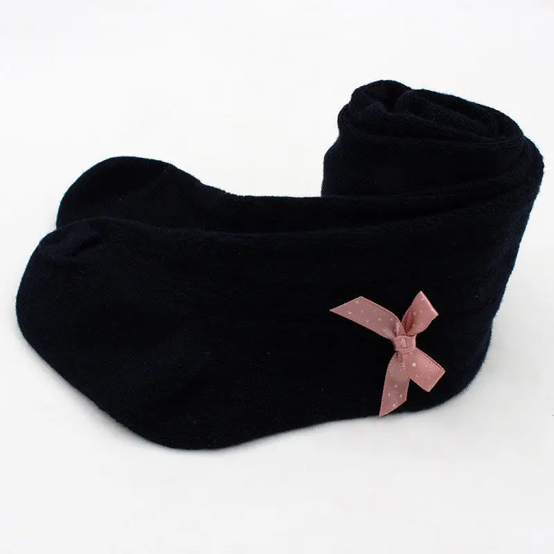 Navy Blue Emmaaby/Новинка г.; хлопковые теплые колготки для маленьких девочек; милые чулки с бантом; колготки - Цвет: Navy Blue