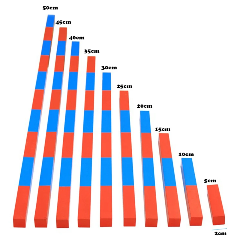Детские игрушки Монтессори красные длинные палочки(5-50 см) математическое число стержней деревянные Обучающие блоки для детей