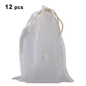 

12pcs/set Reusable Nylon Teabags Empty Tea Bags Mesh Filter Bag Food Strainer Cheese Maker Coffee Tea Filter Nut Milk Bags