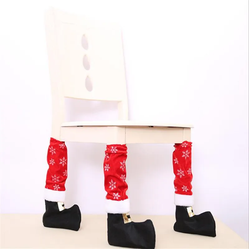 4pcs/set Chair Feet Cover Christmas Decoration Restaurant Bar Chair