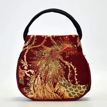JUILE Women Embroidered Shoulder Bag Vintage Canvas Peacock Pattern Embroidery Handbag Handbags Crossbody Messenger Bags Tote naxi hani original brocade embroidered women handbags vintage ethnic handmade tassel sequins canvas shoulder bags