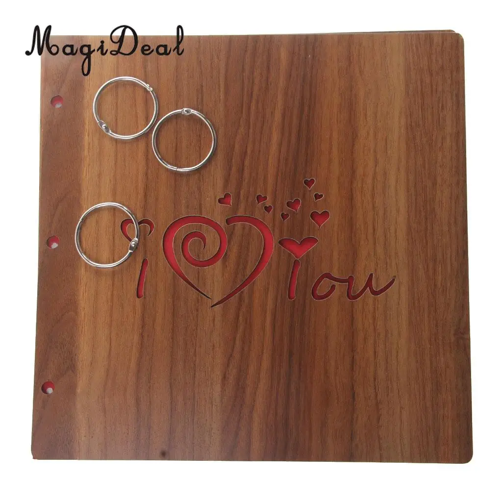 MagiDeal Baby Love Footprints/ I LOVE YOU Vintage Photo Album Craft for Party Scrapbook Diary Gifts Memory Love Autograph Decor