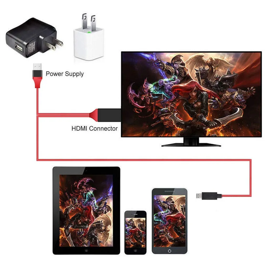 1,8 м 4 к USB C эффектом приближения C зарядкой Micro-USB кабель HDMI HD ТВ адаптеру HDMI/VGA/AV для samsung S5/S4/S3S/NOTE 3 Черные, белые, красные