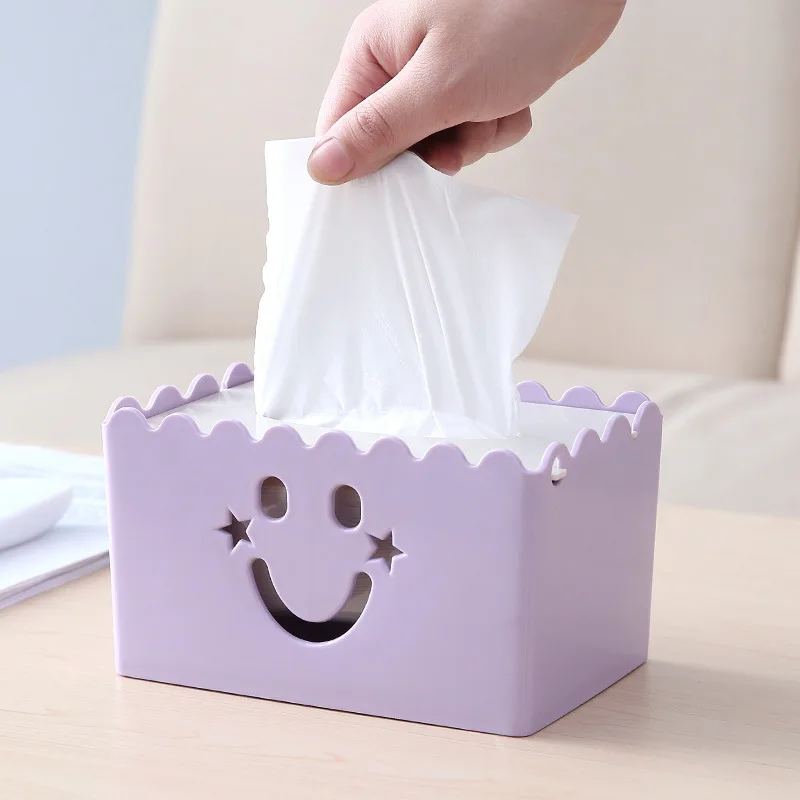 Smile Face Paper Towel Box Flip-over Paper Towel Napkin Box Tissue Box Kitchen Storage Organizer Box Home Decoration Tools