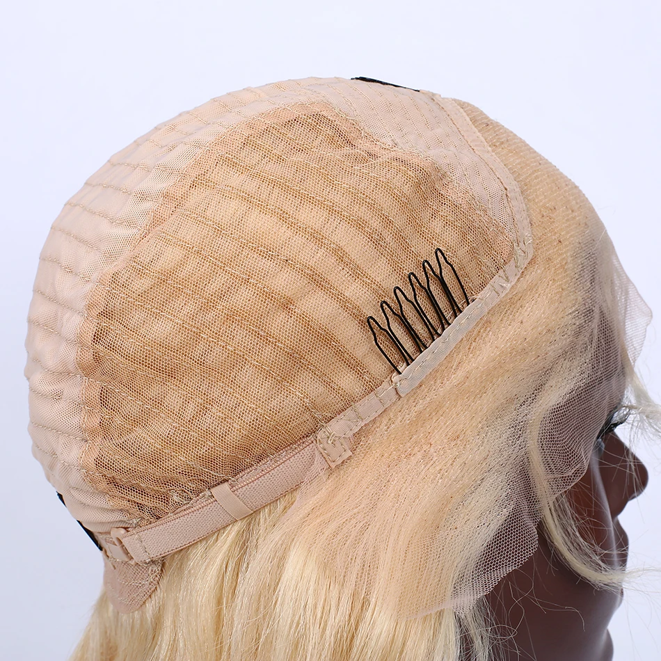Прозрачное лицо для покера, 613 блонд, парик для фронта шнурка, предварительно сорванный с волосами младенца, прямые перуанские волосы Remy Huamn