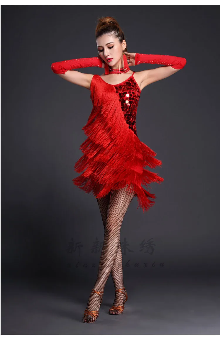 Латинская юбка для танцев Новый Тянуть костюмы конкурс одежды для взрослых женские блестки Платье с кисточками одежда для выступления