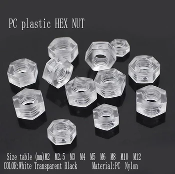 

1000pcs M10 *1.0 transparent Hexagon nut screws plastic nuts plastic nylon hex nuts insulation hex nuts LED Lighting screw