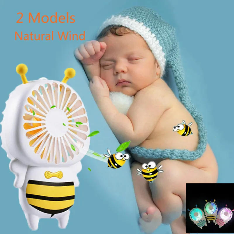 

Rechargeable USB Handheld Mini Stroller Fan Glow In The Dark Light Up Toys For Baby Kid Sleeping Christmas Halloween Gift