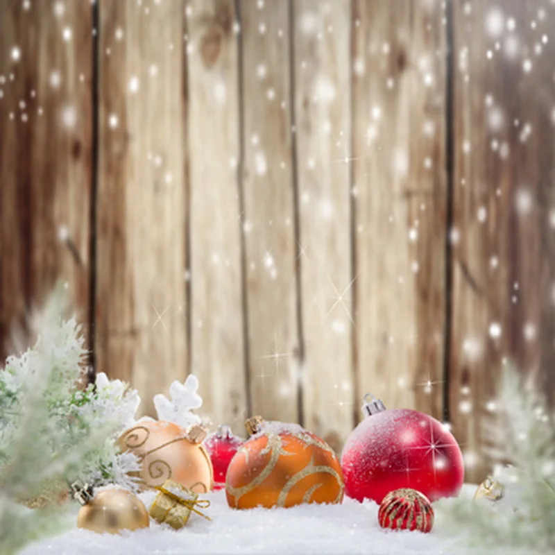 ball on snow floor wooden wall christmas backdrops christmas photo background