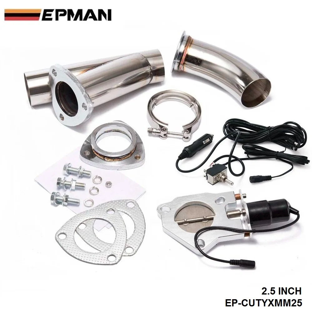 2.5/" 63mm Electric Exhaust Catback Downpipe Cutout E-Cut Out Valve Remote System