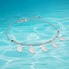 Женские Модные ювелирные изделия розничная Модные женские украшение в форме листка 925 Серебряный ножной браслет розничная оптом