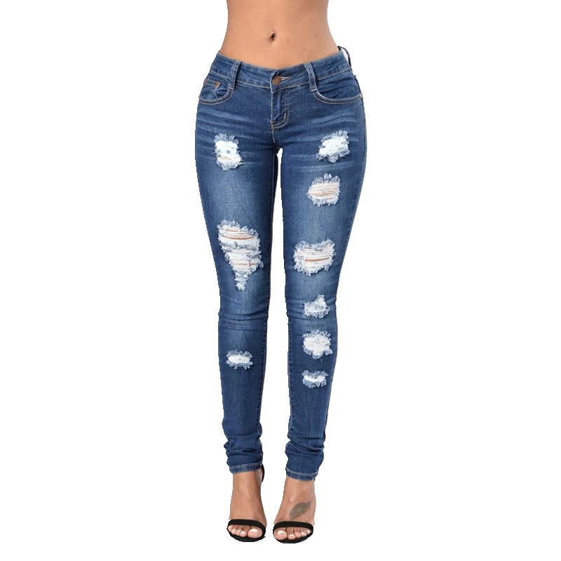 

New Womens Destroyed Ripped Distressed Slim Denim Pants Boyfriend Hole Trousers