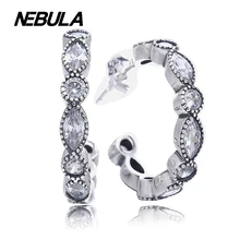 925 Seductor Brillante Pendientes Marquise Compatible Con Pandora Plata de Ley Pendientes de La Joyería