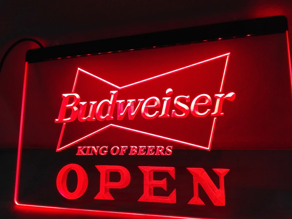 

LE113- OPEN Budweiser Beer NR Pub Bar LED Neon Light Sign