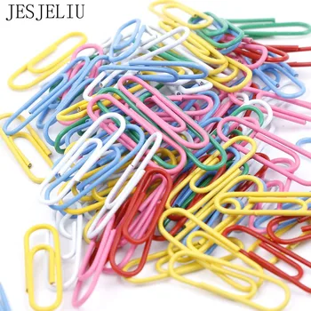 

100pcs / 28mm Colorful Paper Clips And Pins Vinyl Paint New Ticket Holder Stationery DIY Office School Supplies