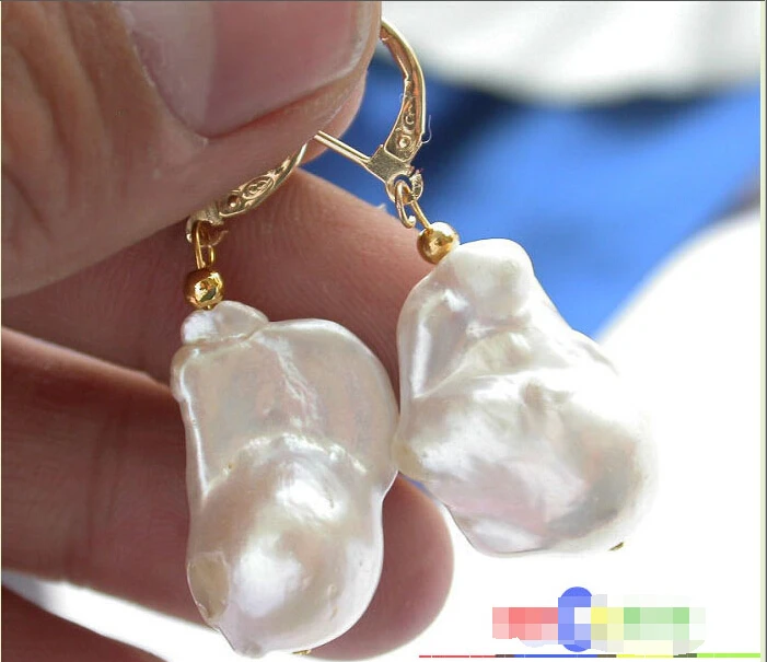 

00 FREE SHIPPING *****p2101 ONLY HIGE 28MM WHITE KESHI REBORN PEARL EARRING