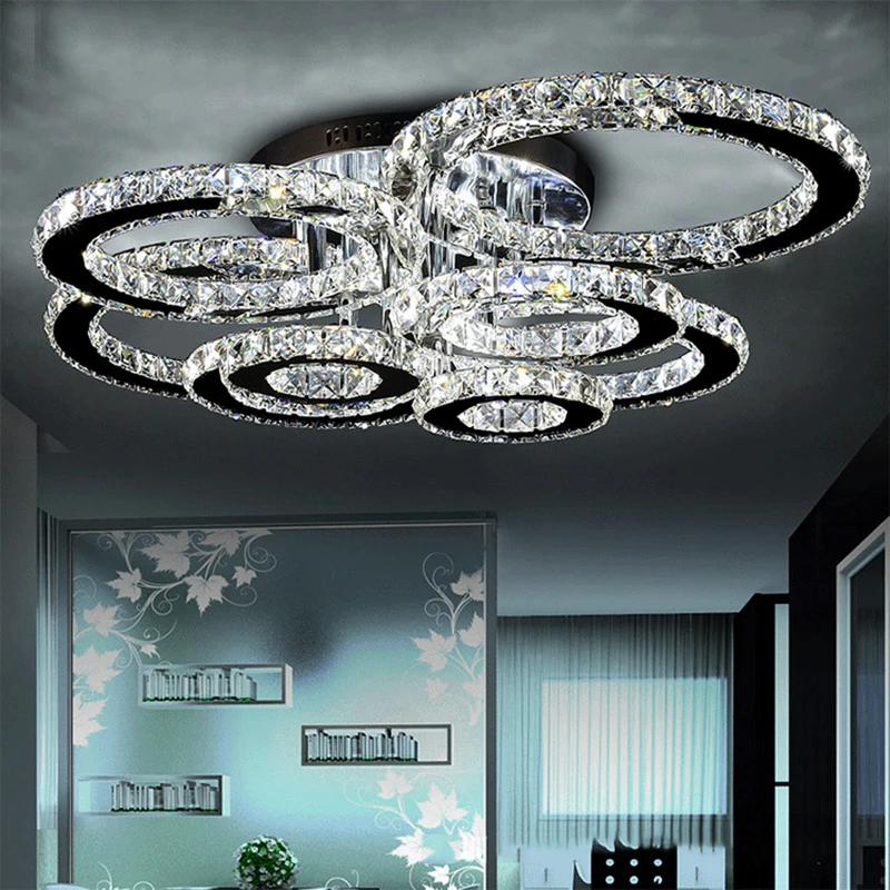 

Modern LED Ceiling Light Stainless steel Crystal Led Light for Living Bedroom Diamond Ring LED Lustres Lamparas de techo Light