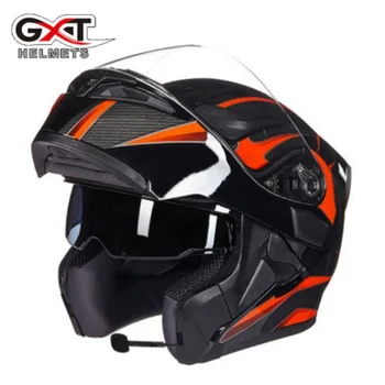 

2018 New GXT Double lens Open Face Motorcycle Helmet G902 Flip UP Motorbike helmets with Bluetooth Made of ABS and PC lens visor