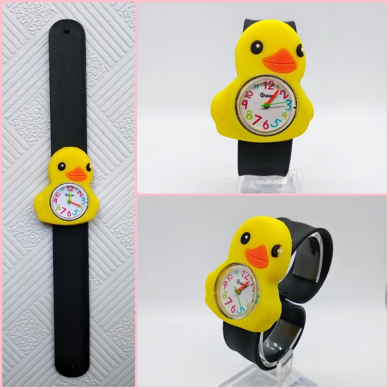 Лидер продаж детские часы для мальчиков и девочек студентов ребенок подарок желтый утенок из мультфильма силиконовые клейкие ленты