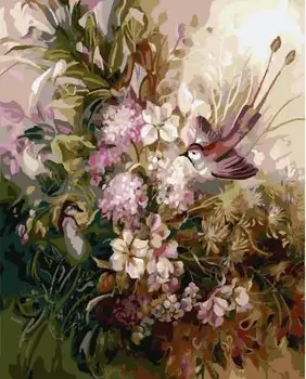 

Birds in flowers painting by numbers art canvas painting with acrylic paints for living room home decor