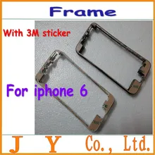 10 шт Черная/белая передняя рамка с 3M наклейкой для iPhone 6 4,7 дюймов ЖК-детали корпуса средней рамки хромированный держатель экрана