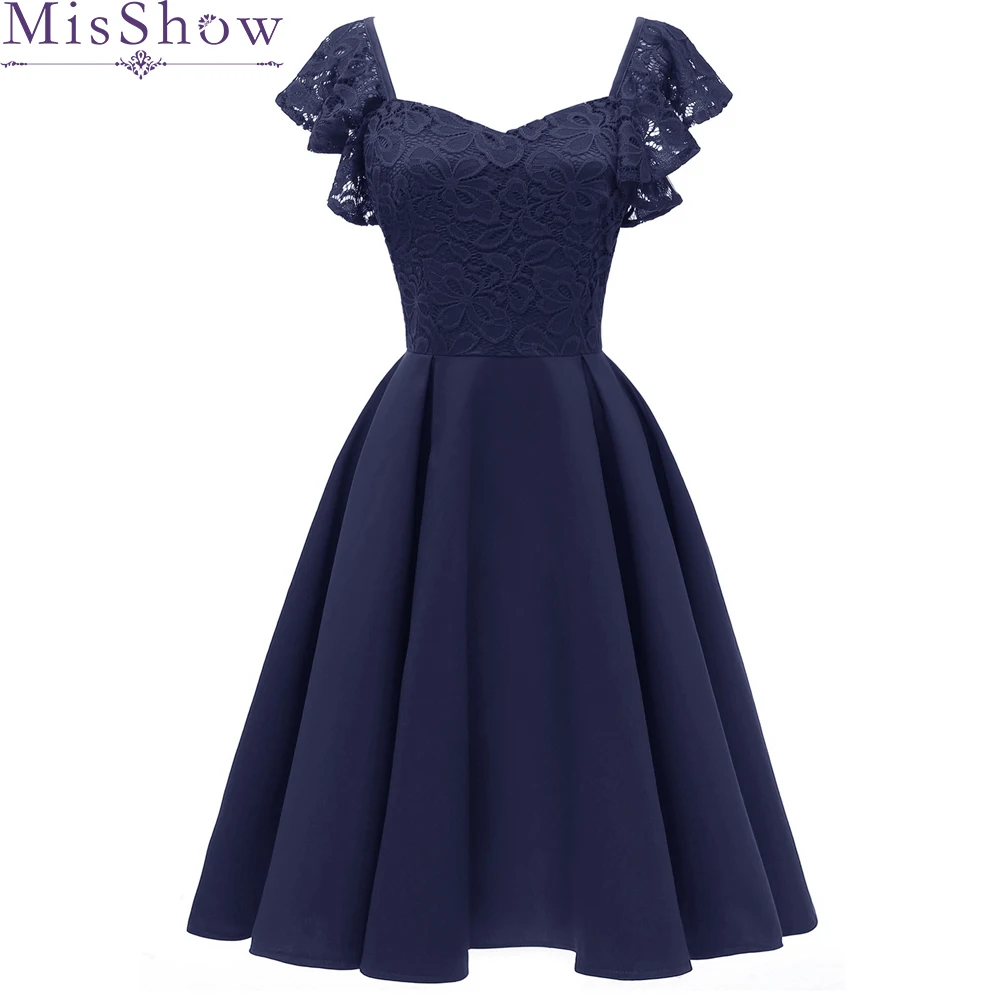 

Navy Blue V-Neck Cocktail Dresses 2019 Elegant Backless Lace A-Line Summer Women Vestidos Sexy Women Cocktail Dresses