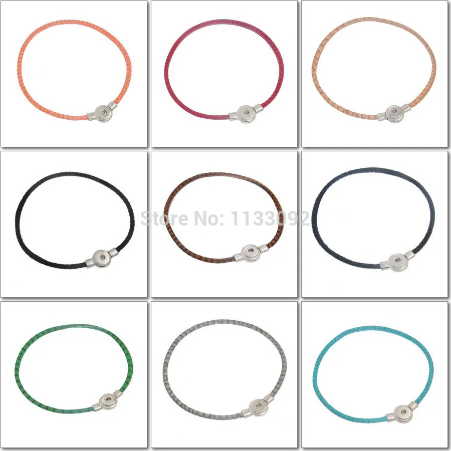 

12pcs/lot New design Snap Button Pendant Leather Necklace Magnetic Clasp Ginger snap button necklace pendant 9 colors