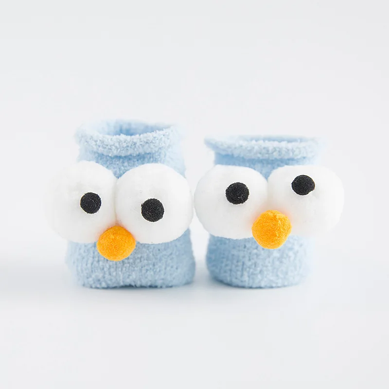 1 пара, детские зимние теплые носки с объемными большими глазами модные хлопковые однотонные Дышащие Модные милые носки для маленьких девочек и мальчиков - Цвет: Sky Blue