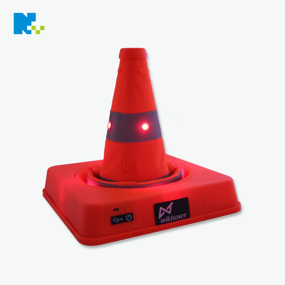 41cm High Foldable Double Warning LED Safety Road Cone Barrier Expansion Ice-cream Cone Charging Reflective Traffic Cones