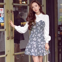 dabuwawa autumn winter slim fashion casual long sleeved light gray printed dress women pink doll