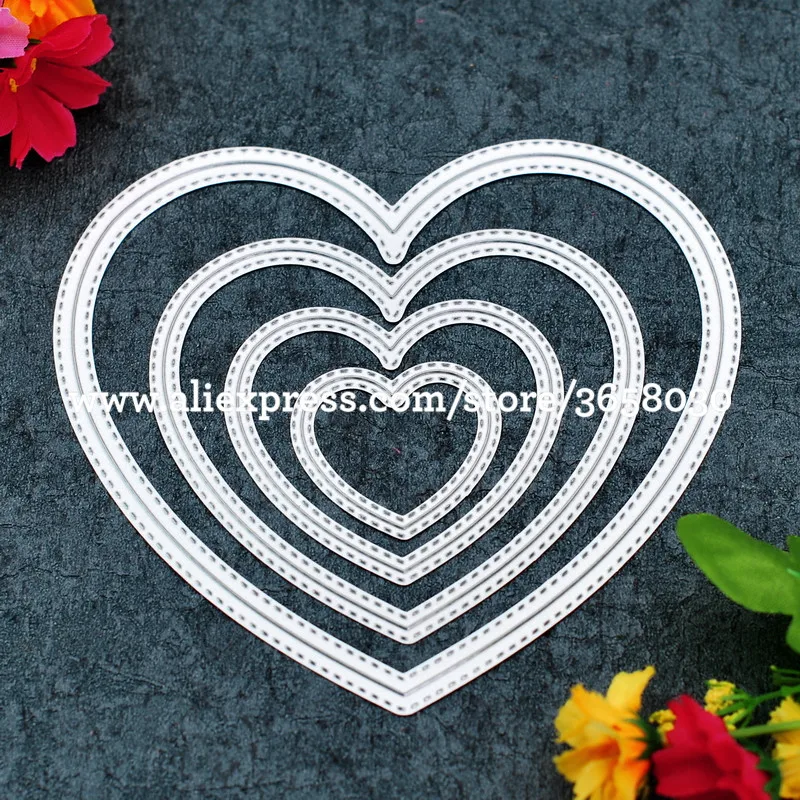 

4pcs Outside and Inside Heart Metal Die cutting Dies For DIY Scrapbooking Photo Album Embossing Folder 8072653
