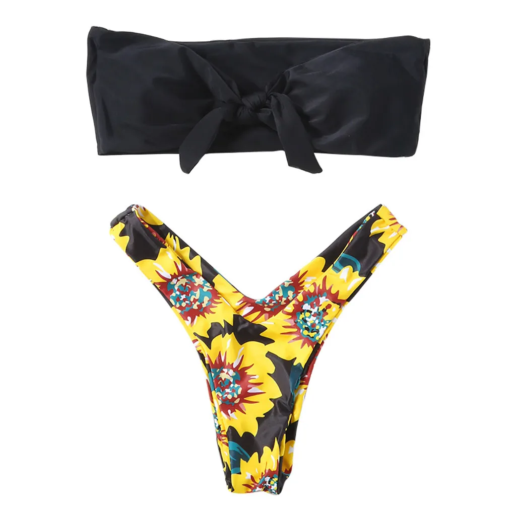 Купальные костюмы одежда для купания Biquini женский сексуальный комплект бикини из двух предметов с принтом подсолнуха купальный костюм бикини сексуальный женский - Цвет: A