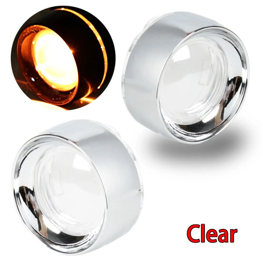 Chrome Aluminum Trim Ring&Clear Turn Signal Lens For Harley Touring
