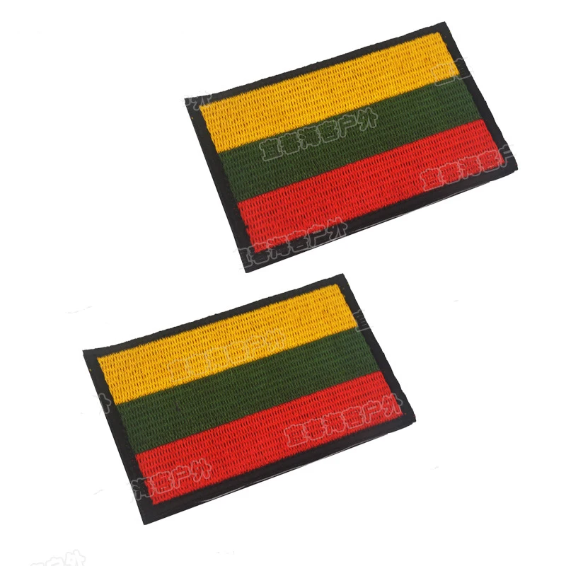 

LITHUANIA yellow green red stripe 3 "wide embroidery flag patches