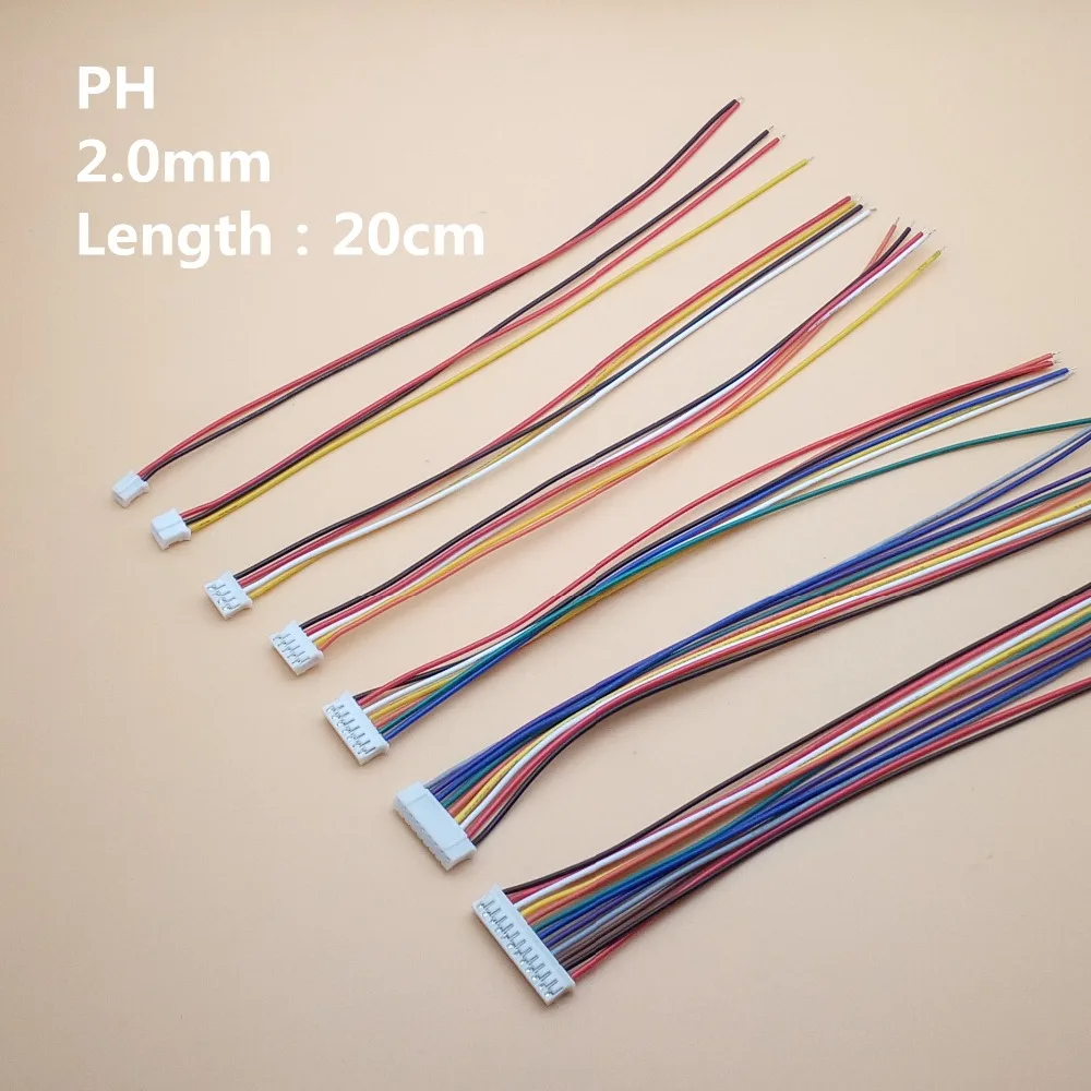 50 шт. 26AWG 20 см PH 2 0 мм 2/3/4/5/6/7/8/9/10/12-контактный разъем с проводами кабели 200 |