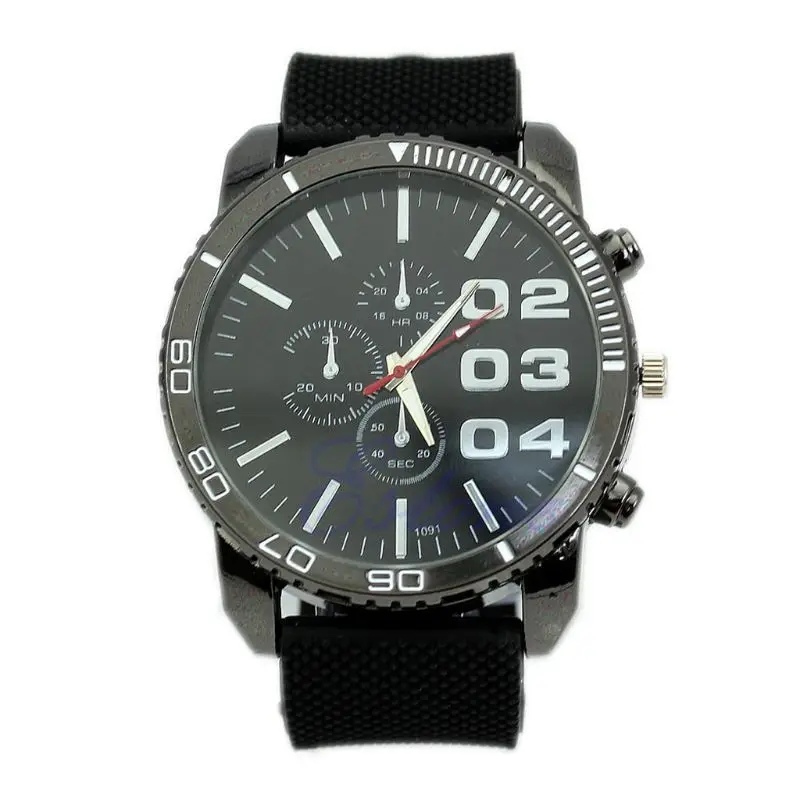 

Fashion Men's Big Dial Silicone Rubber Band Sport Analog Quartz Wrist Watch New
