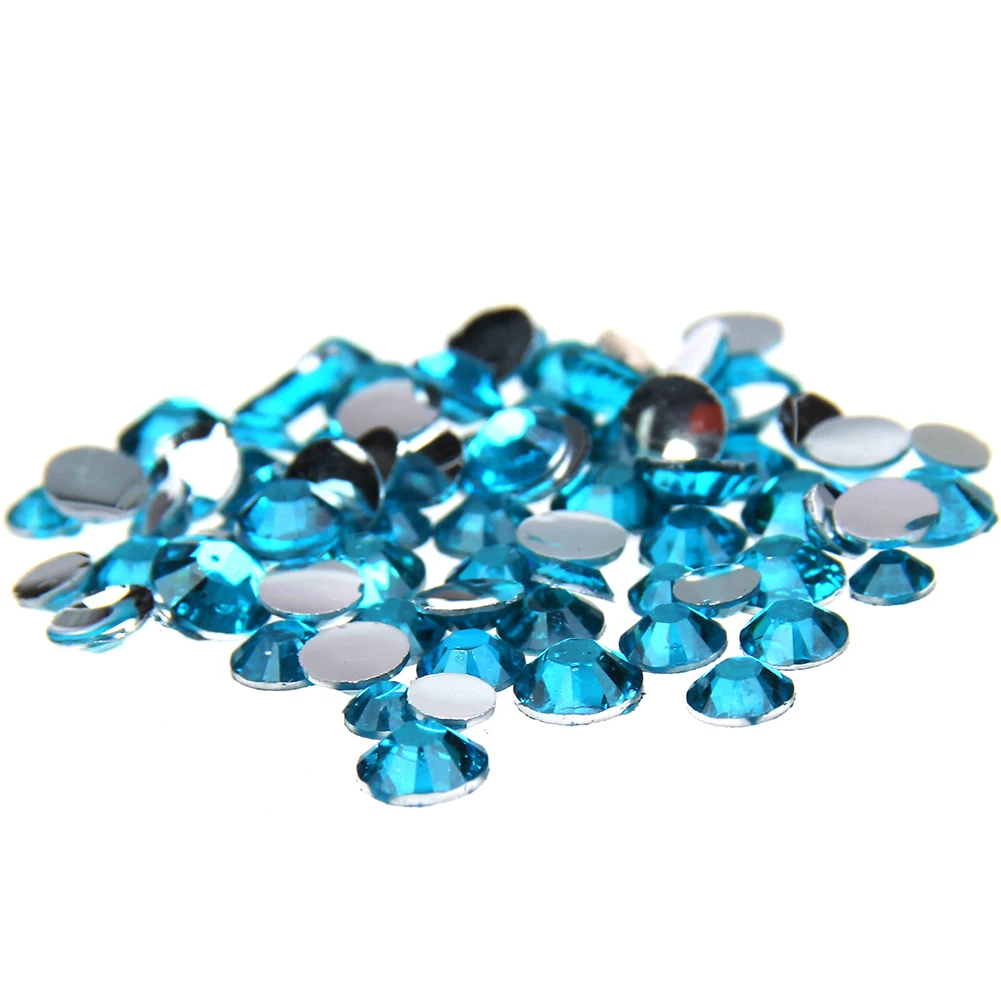 2 6mm Dark Aquamarine Resin Rhinestones Nail Art Strass Non Hotfix 